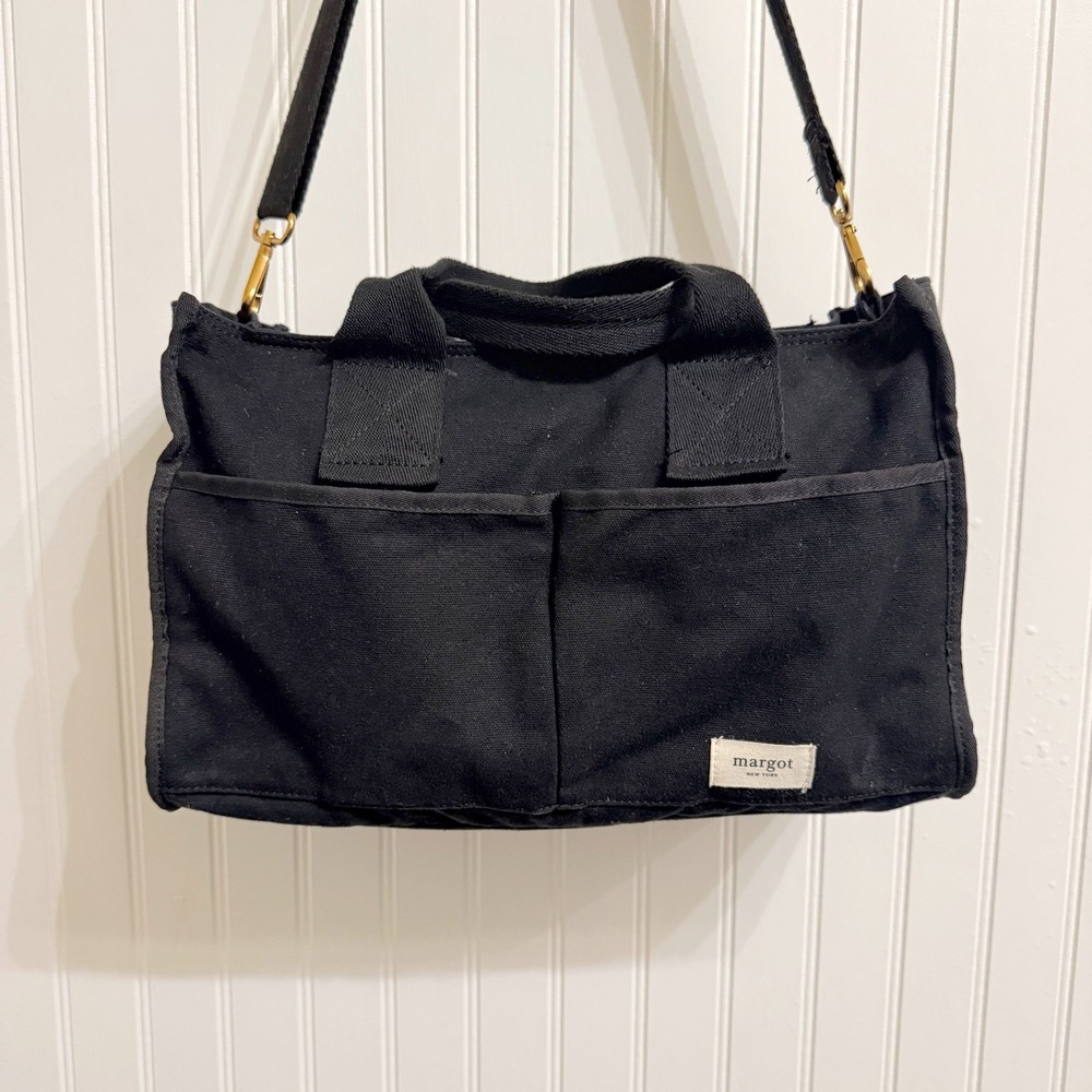 Margot New York Bianca Canvas Satchel Bag, Black,OS